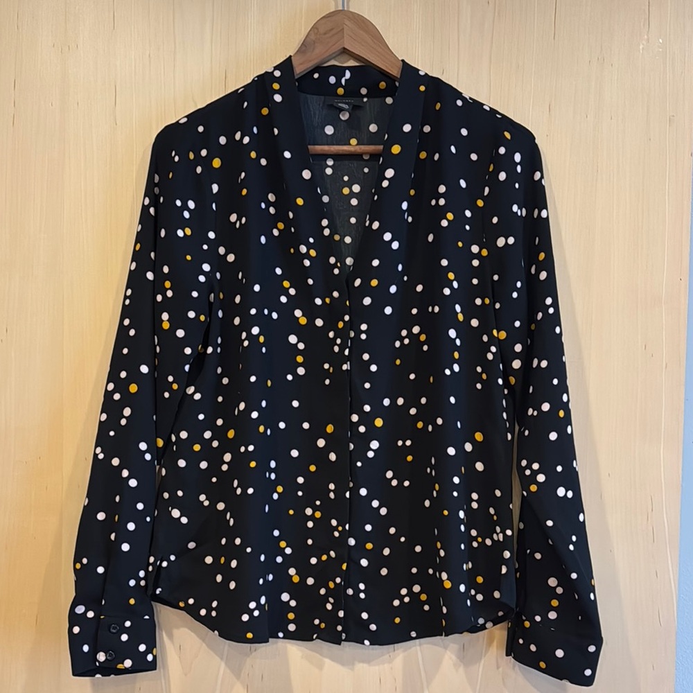 Halogen Black Blouse with Polka Dots